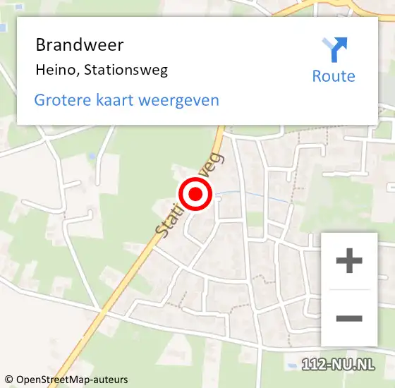 Locatie op kaart van de 112 melding: Brandweer Heino, Stationsweg op 4 november 2021 22:21