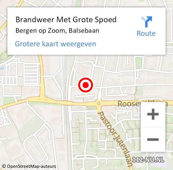 Locatie op kaart van de 112 melding: Brandweer Met Grote Spoed Naar Bergen op Zoom, Balsebaan op 5 november 2021 01:15