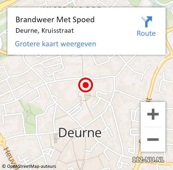 Locatie op kaart van de 112 melding: Brandweer Met Spoed Naar Deurne, Kruisstraat op 5 november 2021 07:24