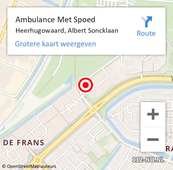 Locatie op kaart van de 112 melding: Ambulance Met Spoed Naar Heerhugowaard, Albert Soncklaan op 28 juni 2014 10:01