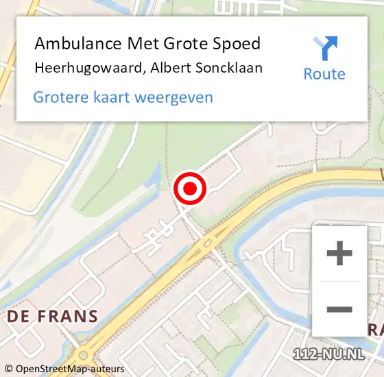Locatie op kaart van de 112 melding: Ambulance Met Grote Spoed Naar Heerhugowaard, Albert Soncklaan op 28 juni 2014 10:12