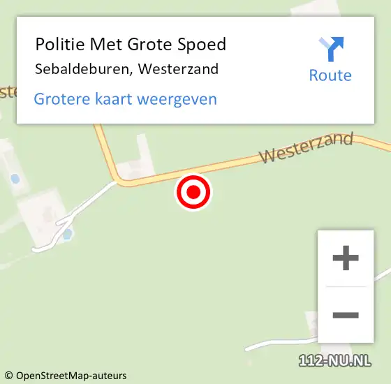 Locatie op kaart van de 112 melding: Politie Met Grote Spoed Naar Sebaldeburen, Westerzand op 5 november 2021 13:11