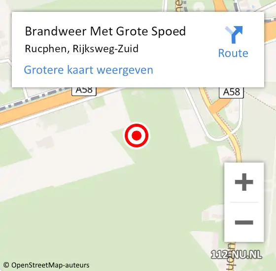 Locatie op kaart van de 112 melding: Brandweer Met Grote Spoed Naar Rucphen, Rijksweg-Zuid op 5 november 2021 13:14