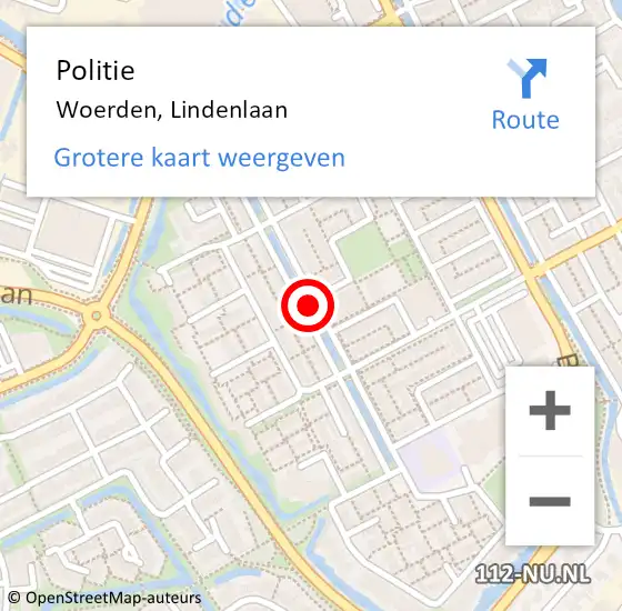 Locatie op kaart van de 112 melding: Politie Woerden, Lindenlaan op 28 juni 2014 10:46