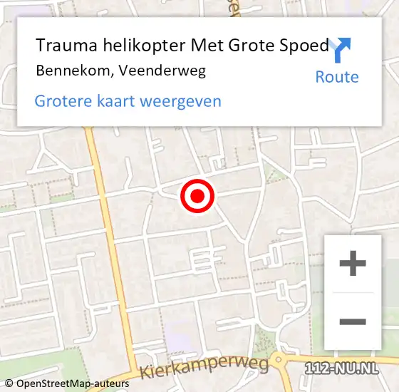 Locatie op kaart van de 112 melding: Trauma helikopter Met Grote Spoed Naar Bennekom, Veenderweg op 5 november 2021 14:45