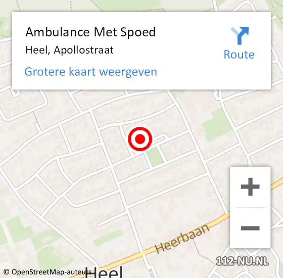 Locatie op kaart van de 112 melding: Ambulance Met Spoed Naar Heel, Apollostraat op 5 november 2021 15:21