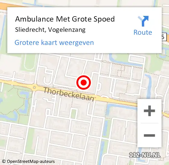 Locatie op kaart van de 112 melding: Ambulance Met Grote Spoed Naar Sliedrecht, Vogelenzang op 5 november 2021 16:57
