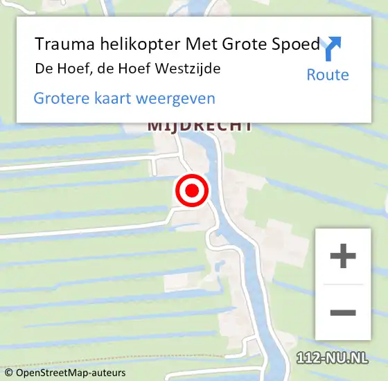 Locatie op kaart van de 112 melding: Trauma helikopter Met Grote Spoed Naar De Hoef, de Hoef Westzijde op 5 november 2021 17:45