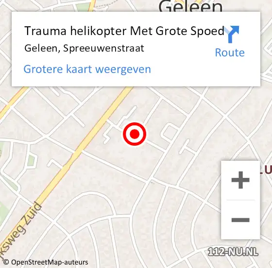 Locatie op kaart van de 112 melding: Trauma helikopter Met Grote Spoed Naar Geleen, Spreeuwenstraat op 5 november 2021 21:06