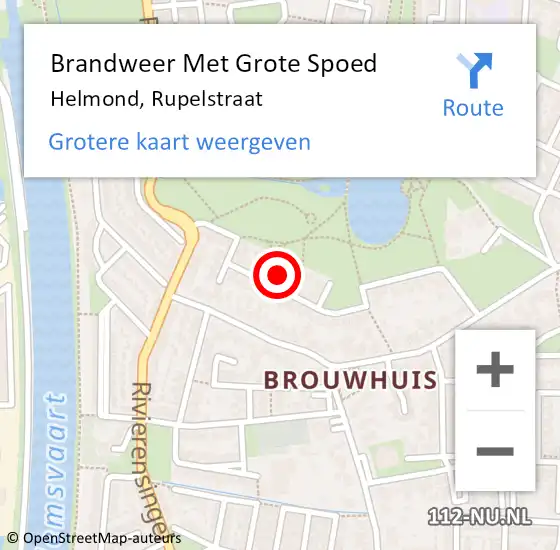 Locatie op kaart van de 112 melding: Brandweer Met Grote Spoed Naar Helmond, Rupelstraat op 5 november 2021 23:29