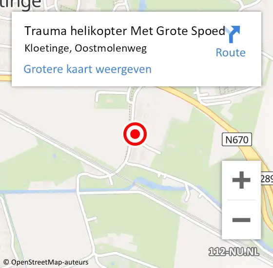 Locatie op kaart van de 112 melding: Trauma helikopter Met Grote Spoed Naar Kloetinge, Oostmolenweg op 5 november 2021 23:48