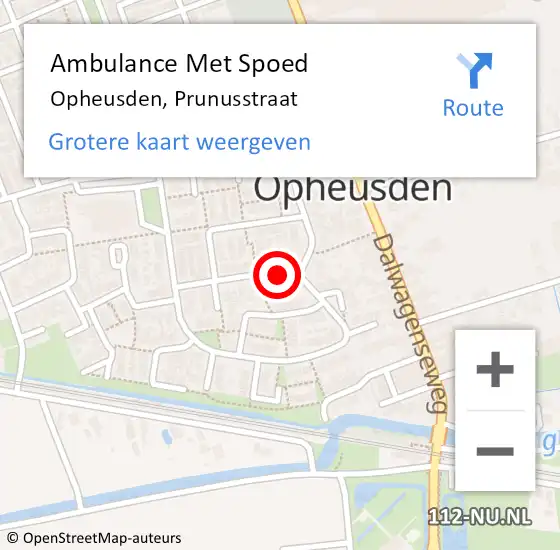 Locatie op kaart van de 112 melding: Ambulance Met Spoed Naar Opheusden, Prunusstraat op 6 november 2021 00:35