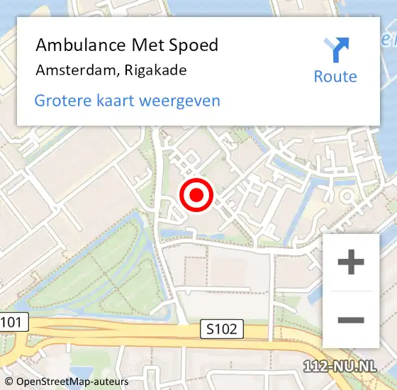 Locatie op kaart van de 112 melding: Ambulance Met Spoed Naar Amsterdam, Rigakade op 6 november 2021 00:48
