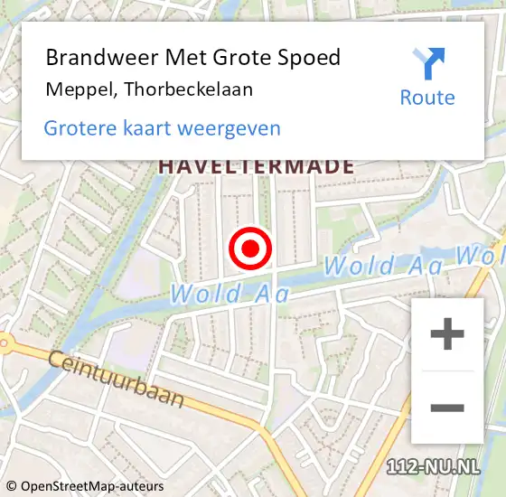 Locatie op kaart van de 112 melding: Brandweer Met Grote Spoed Naar Meppel, Thorbeckelaan op 6 november 2021 05:48