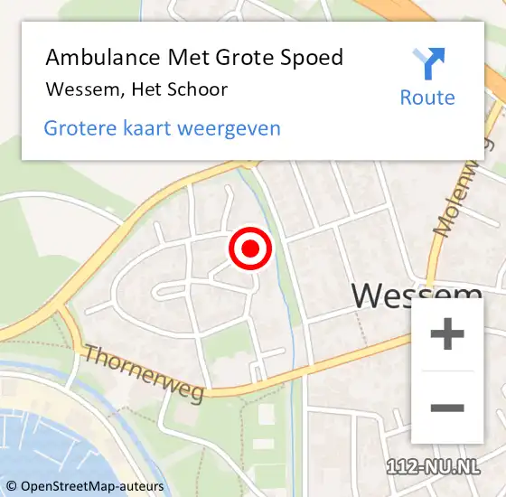 Locatie op kaart van de 112 melding: Ambulance Met Grote Spoed Naar Wessem, Het Schoor op 6 november 2021 07:17
