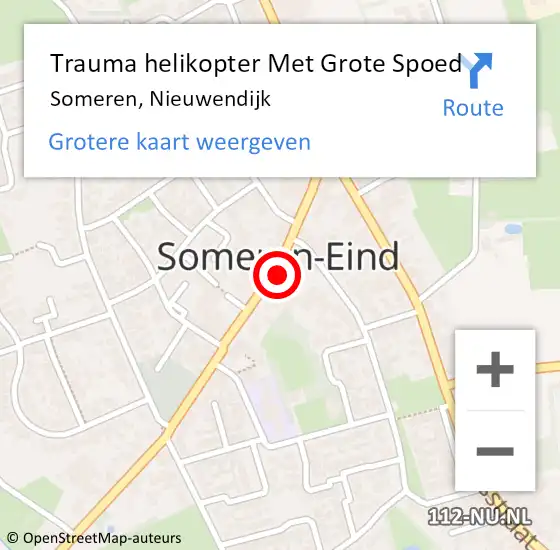 Locatie op kaart van de 112 melding: Trauma helikopter Met Grote Spoed Naar Someren, Nieuwendijk op 6 november 2021 08:38
