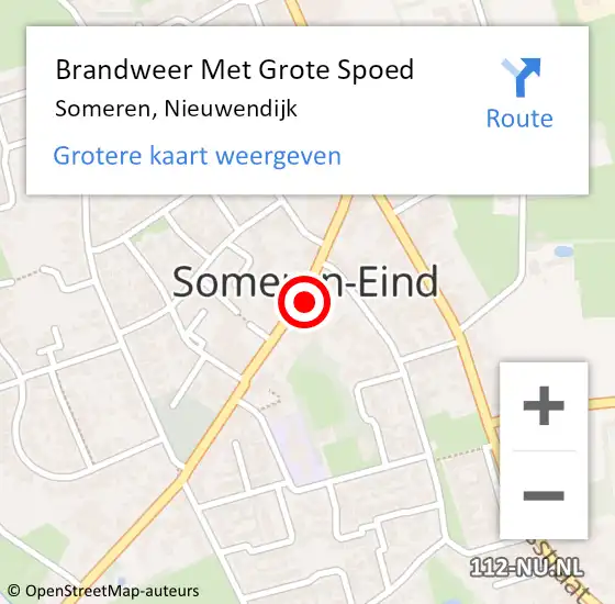 Locatie op kaart van de 112 melding: Brandweer Met Grote Spoed Naar Someren, Nieuwendijk op 6 november 2021 08:39