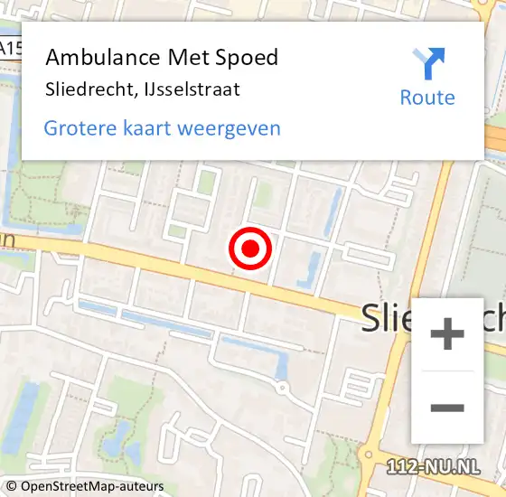 Locatie op kaart van de 112 melding: Ambulance Met Spoed Naar Sliedrecht, IJsselstraat op 6 november 2021 09:30