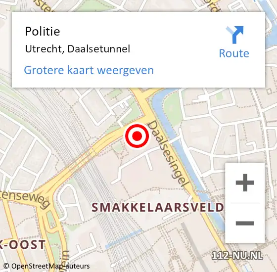 Locatie op kaart van de 112 melding: Politie Utrecht, Daalsetunnel op 6 november 2021 12:10