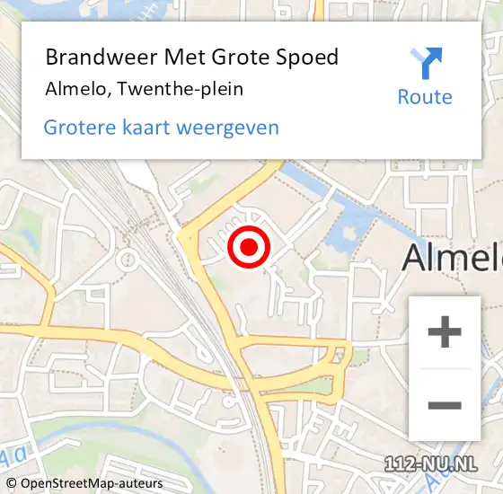 Locatie op kaart van de 112 melding: Brandweer Met Grote Spoed Naar Almelo, Twenthe-plein op 6 november 2021 12:13