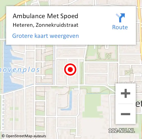Locatie op kaart van de 112 melding: Ambulance Met Spoed Naar Heteren, Zonnekruidstraat op 6 november 2021 12:14