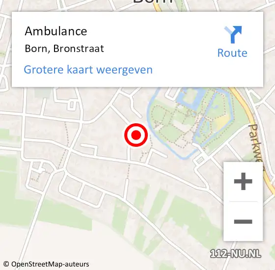 Locatie op kaart van de 112 melding: Ambulance Born, Bronstraat op 28 juni 2014 12:45