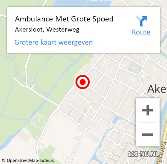 Locatie op kaart van de 112 melding: Ambulance Met Grote Spoed Naar Akersloot, Westerweg op 6 november 2021 18:05