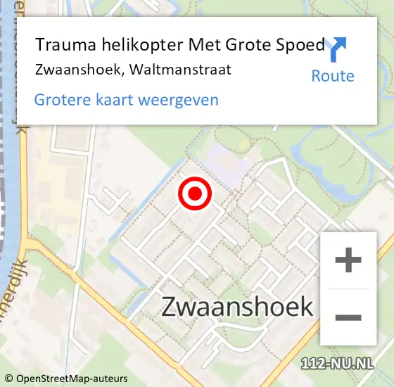 Locatie op kaart van de 112 melding: Trauma helikopter Met Grote Spoed Naar Zwaanshoek, Waltmanstraat op 6 november 2021 19:13