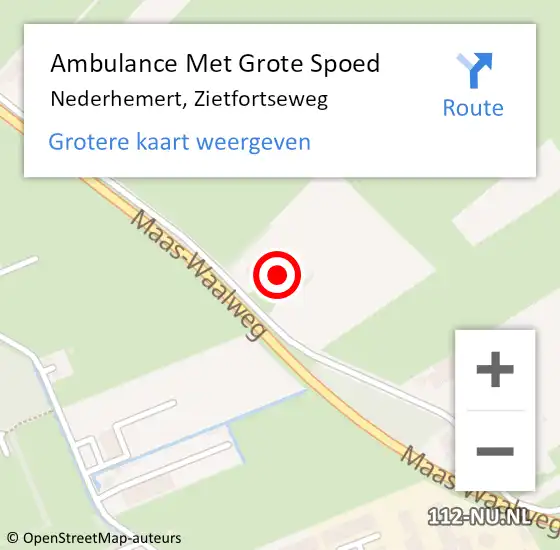 Locatie op kaart van de 112 melding: Ambulance Met Grote Spoed Naar Nederhemert, Zietfortseweg op 6 november 2021 20:38