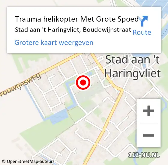 Locatie op kaart van de 112 melding: Trauma helikopter Met Grote Spoed Naar Stad aan 't Haringvliet, Boudewijnstraat op 6 november 2021 22:12
