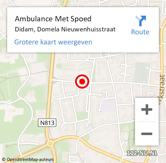 Locatie op kaart van de 112 melding: Ambulance Met Spoed Naar Didam, Domela Nieuwenhuisstraat op 7 november 2021 00:44