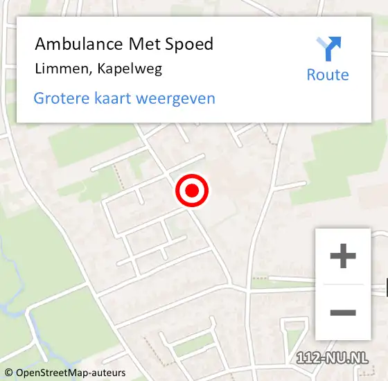 Locatie op kaart van de 112 melding: Ambulance Met Spoed Naar Limmen, Kapelweg op 7 november 2021 02:10
