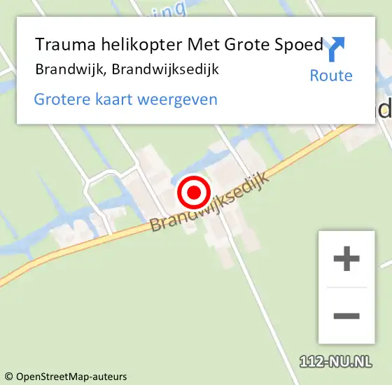 Locatie op kaart van de 112 melding: Trauma helikopter Met Grote Spoed Naar Brandwijk, Brandwijksedijk op 7 november 2021 03:19