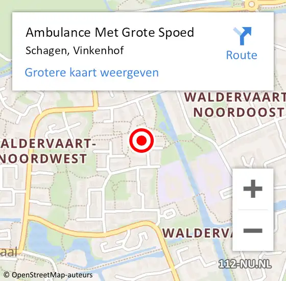 Locatie op kaart van de 112 melding: Ambulance Met Grote Spoed Naar Schagen, Vinkenhof op 7 november 2021 08:14