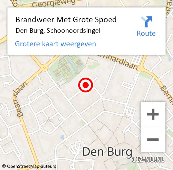 Locatie op kaart van de 112 melding: Brandweer Met Grote Spoed Naar Den Burg, Schoonoordsingel op 7 november 2021 12:40