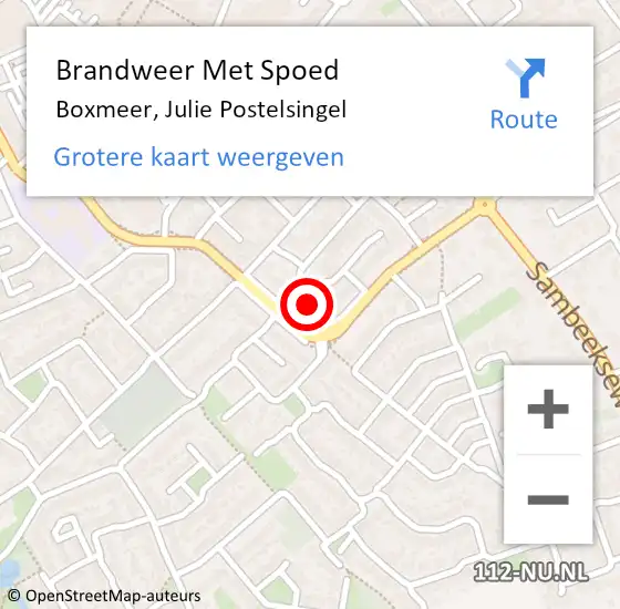 Locatie op kaart van de 112 melding: Brandweer Met Spoed Naar Boxmeer, Julie Postelsingel op 7 november 2021 15:09
