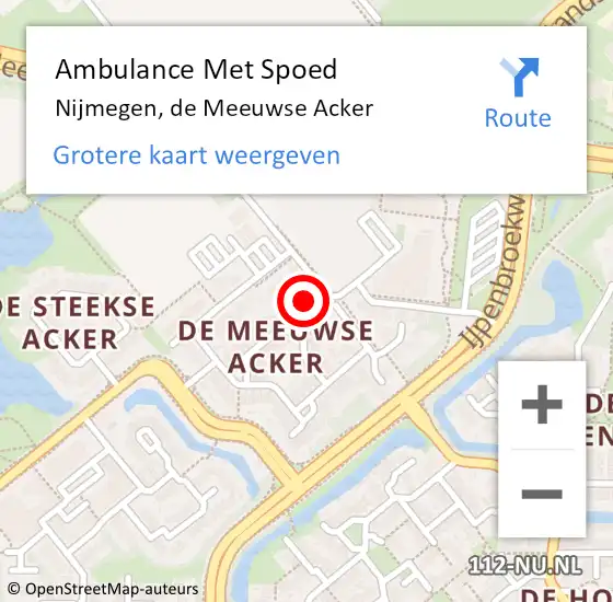 Locatie op kaart van de 112 melding: Ambulance Met Spoed Naar Nijmegen, de Meeuwse Acker op 7 november 2021 15:17
