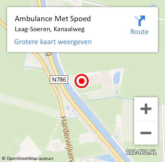 Locatie op kaart van de 112 melding: Ambulance Met Spoed Naar Laag-Soeren, Kanaalweg op 7 november 2021 17:01