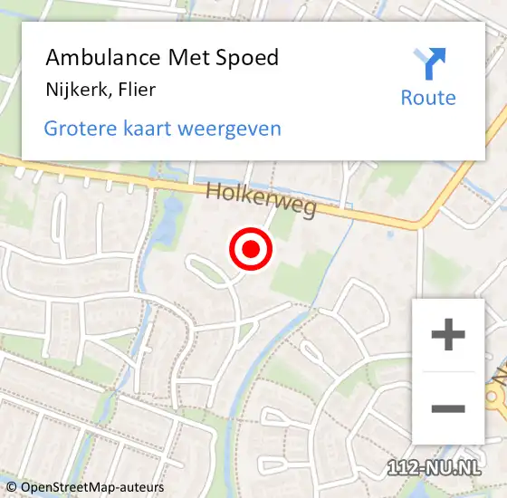 Locatie op kaart van de 112 melding: Ambulance Met Spoed Naar Nijkerk, Flier op 7 november 2021 17:41