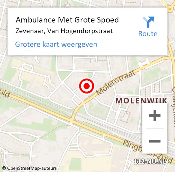 Locatie op kaart van de 112 melding: Ambulance Met Grote Spoed Naar Zevenaar, Van Hogendorpstraat op 7 november 2021 19:26