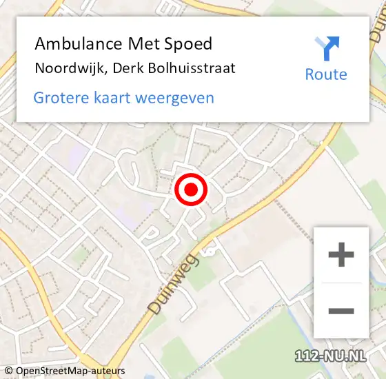 Locatie op kaart van de 112 melding: Ambulance Met Spoed Naar Noordwijk, Derk Bolhuisstraat op 7 november 2021 21:40