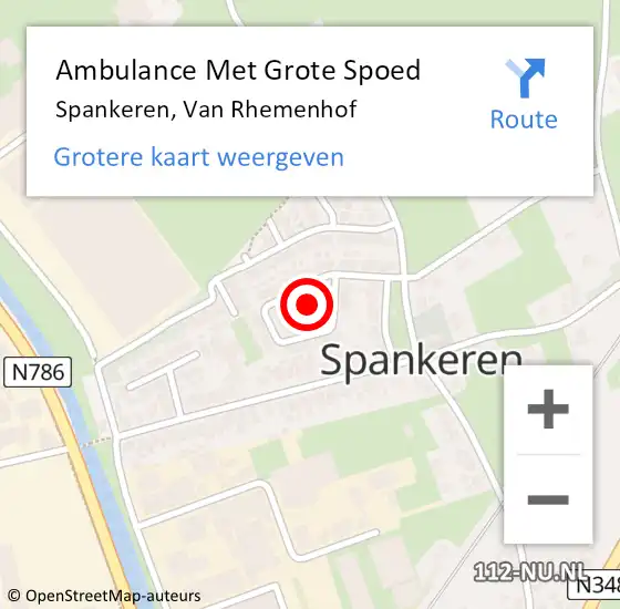 Locatie op kaart van de 112 melding: Ambulance Met Grote Spoed Naar Spankeren, Van Rhemenhof op 7 november 2021 22:04