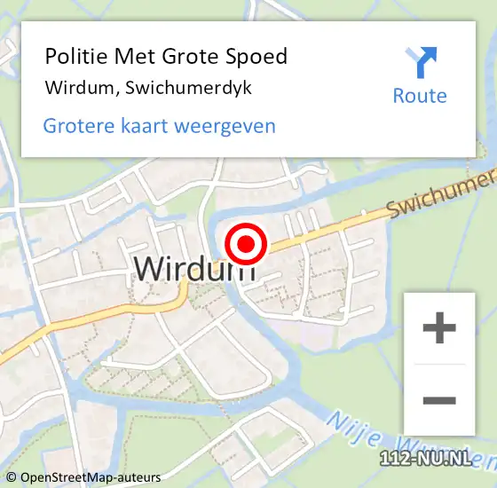 Locatie op kaart van de 112 melding: Politie Met Grote Spoed Naar Wirdum, Swichumerdyk op 8 november 2021 10:26