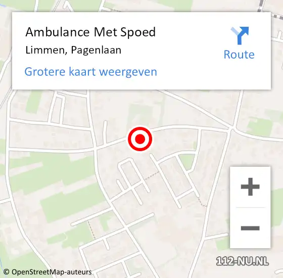 Locatie op kaart van de 112 melding: Ambulance Met Spoed Naar Limmen, Pagenlaan op 8 november 2021 12:40
