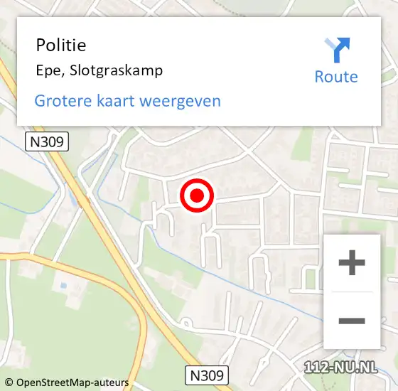 Locatie op kaart van de 112 melding: Politie Epe, Slotgraskamp op 8 november 2021 15:19