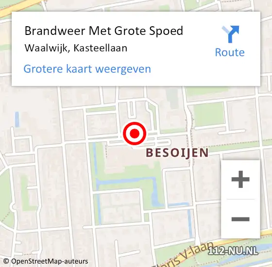 Locatie op kaart van de 112 melding: Brandweer Met Grote Spoed Naar Waalwijk, Kasteellaan op 8 november 2021 16:18