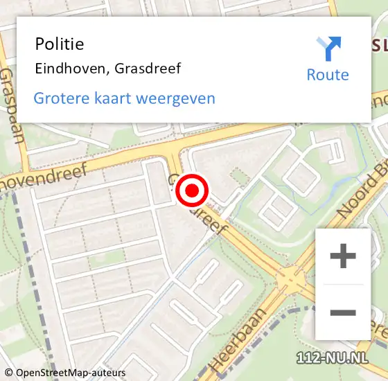 Locatie op kaart van de 112 melding: Politie Eindhoven, Grasdreef op 8 november 2021 18:38