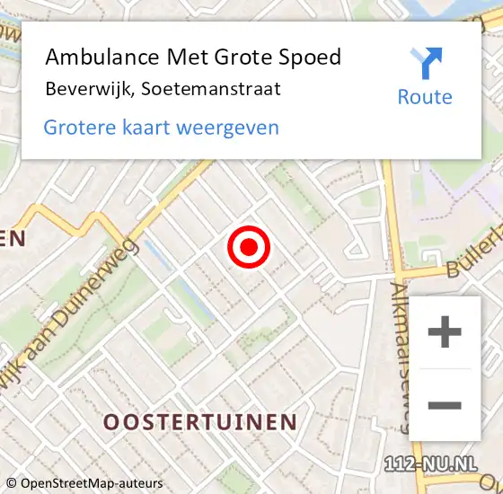 Locatie op kaart van de 112 melding: Ambulance Met Grote Spoed Naar Beverwijk, Soetemanstraat op 9 november 2021 01:41