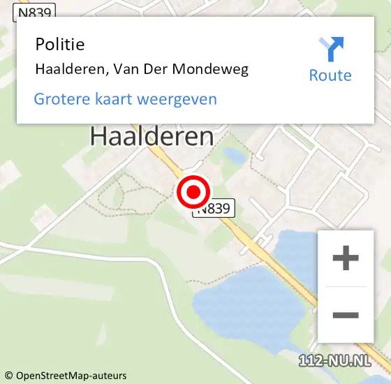 Locatie op kaart van de 112 melding: Politie Haalderen, Van Der Mondeweg op 28 juni 2014 17:40