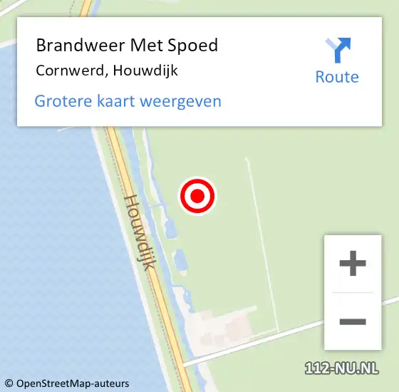 Locatie op kaart van de 112 melding: Brandweer Met Spoed Naar Cornwerd, Houwdijk op 9 november 2021 08:58